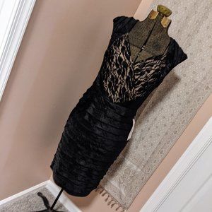Adrianna Papell LBD Shutter Tier Dress with Lace